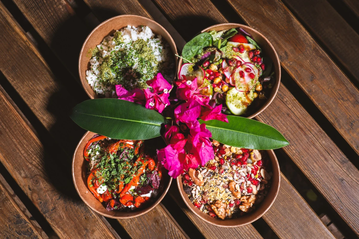 Four Streatery bowls seen from above